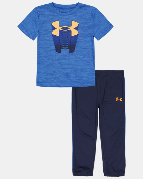 Boys' Pre-School UA Logo Rise Short Sleeve & Joggers Set, Blue, pdpMainDesktop image number 0